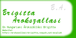 brigitta arokszallasi business card