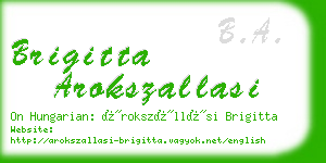 brigitta arokszallasi business card
